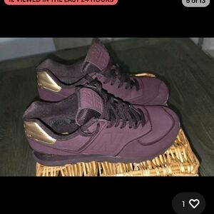 New Balance Maroon and Metallic Sneakers
